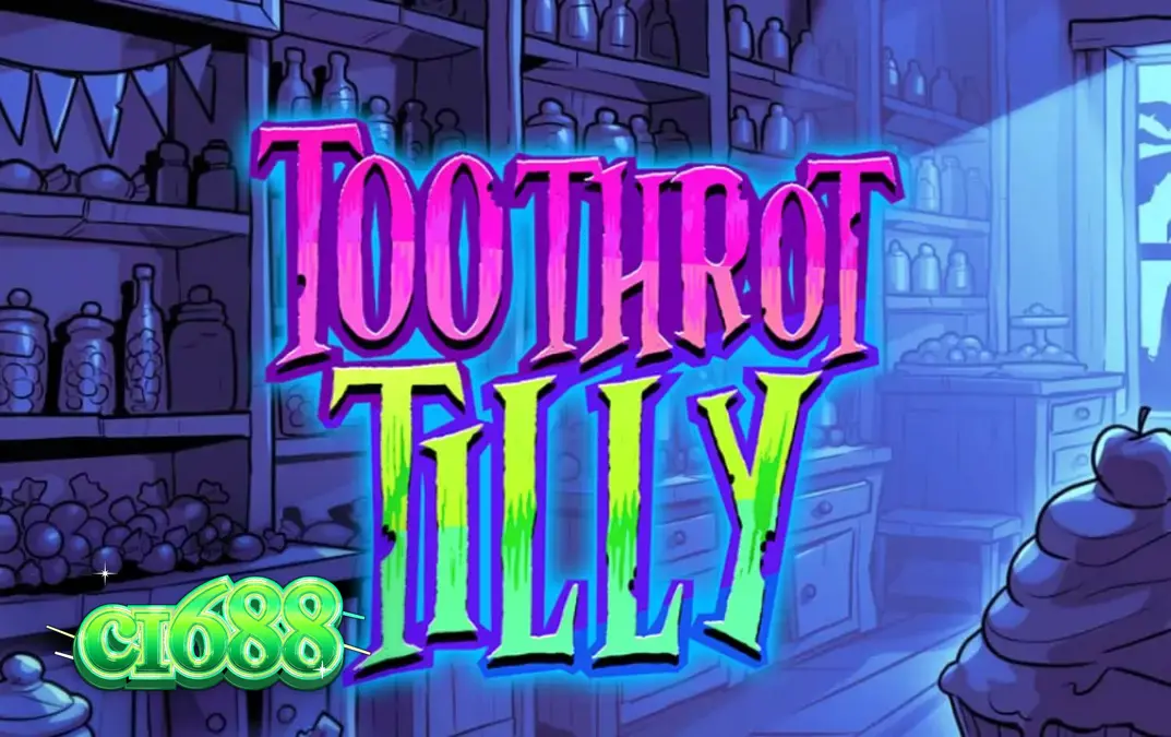 Giao diện trò chơi slot Toothrot Tilly với các biểu tượng kẹo và nhân vật hoạt hình
